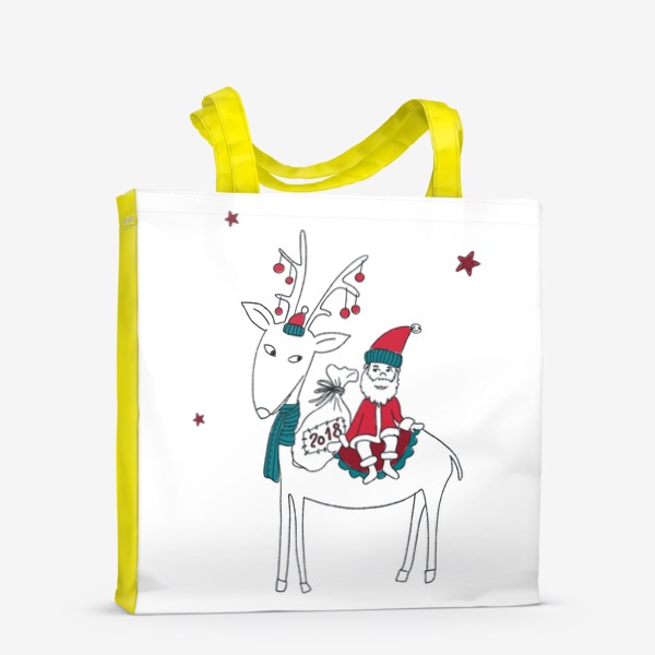 Сумка-шоппер «Дед Мороз на олене с подарками»