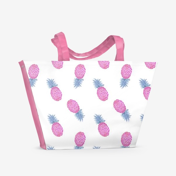 Пляжная сумка «Pink Pineapple Watercolor Pattern»