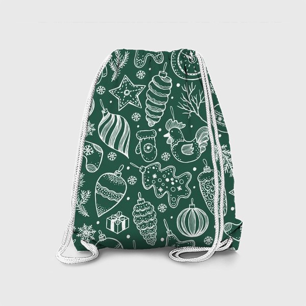 Рюкзак «Зимний паттерн на зеленом»