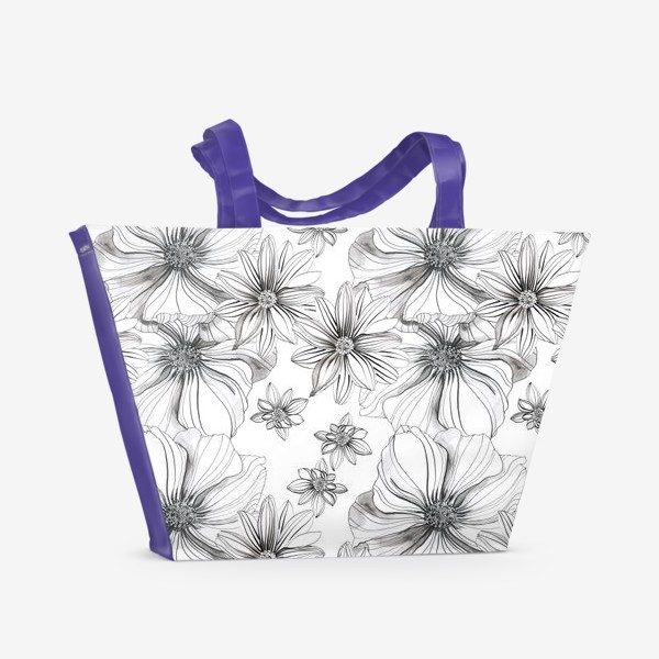 Пляжная сумка «Цветы космеи и георгины»