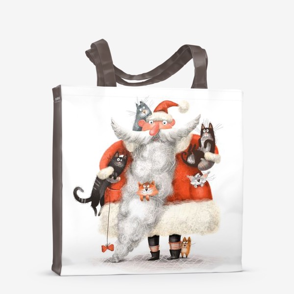 Сумка-шоппер «Санта Клаус и котики»