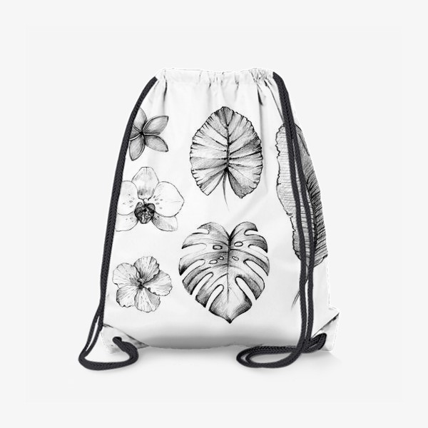 Рюкзак «Тропические цветы и листья. Графика»