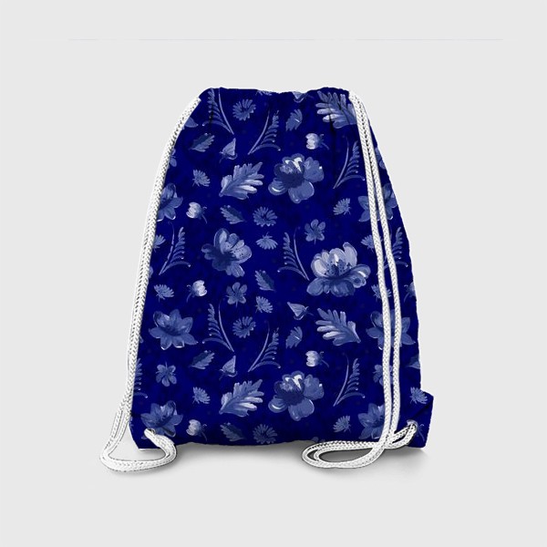 Рюкзак «Кобальтовые цветы на синем фоне»