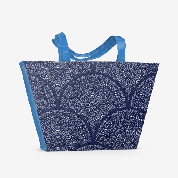 Пляжная сумка «Синий узор с мандалами»