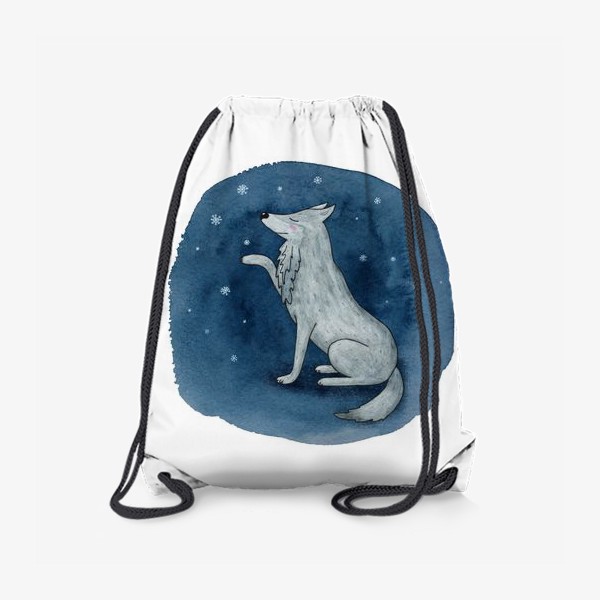 Рюкзак «Серый волк на фоне ночного неба.»