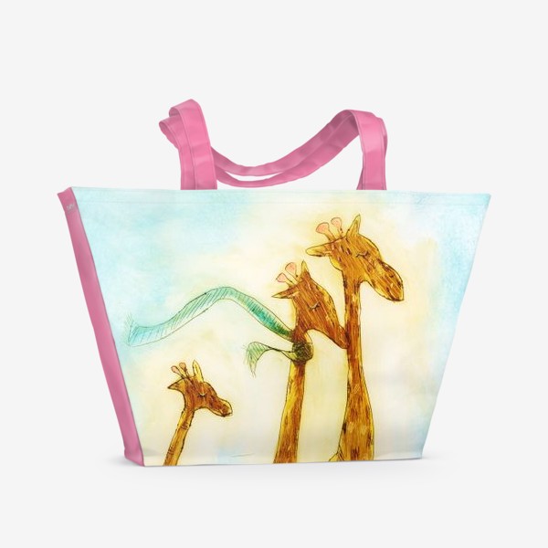 Пляжная сумка «жирафы на велосипеде»