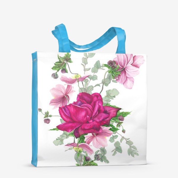 Сумка-шоппер &laquo;Цветочная композиция с розой и анемонами&raquo;