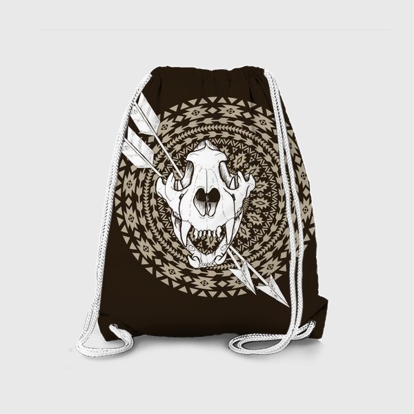 Рюкзак «череп тигра, стрелы и орнамент»
