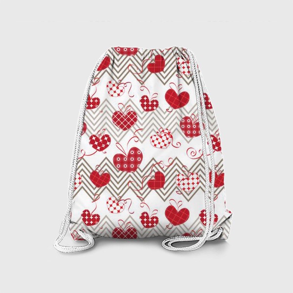 Рюкзак «сердца из текстиля на белом фоне »