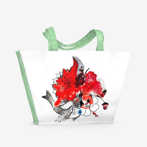 Пляжная сумка «Птичка в цветах»