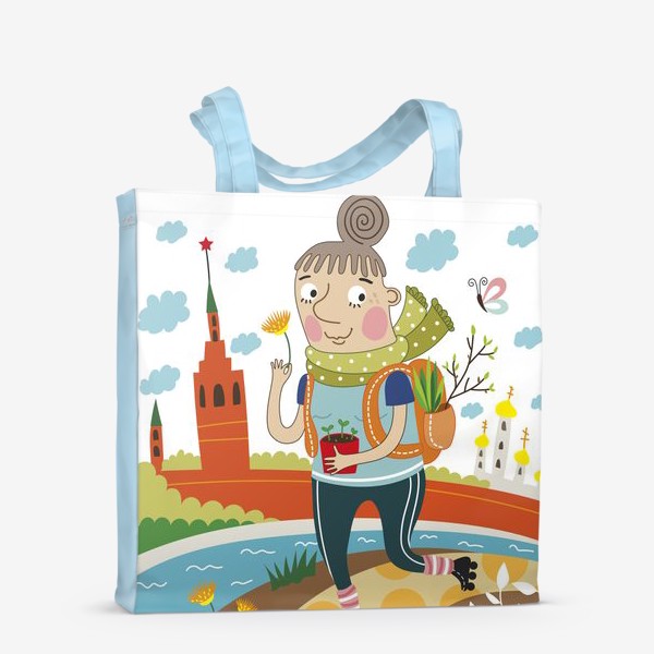 Сумка-шоппер «Подарок бабушке. Веселая бабушка (Весна в Москве)»