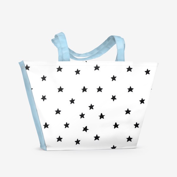Пляжная сумка «Авкарельные черные звездочки на белом фоне. Минимализм»