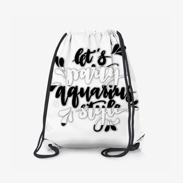 Рюкзак «Каллиграфия кистью для водолея , минималистичный черно-белый  стиль »