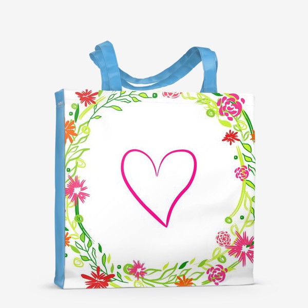 Сумка-шоппер «Венок из цветов сердце любовь романтика »