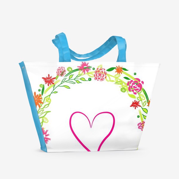 Пляжная сумка &laquo;Венок из цветов сердце любовь романтика &raquo;