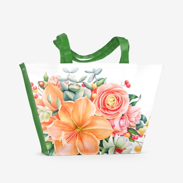 Пляжная сумка «Букет с лилиями»