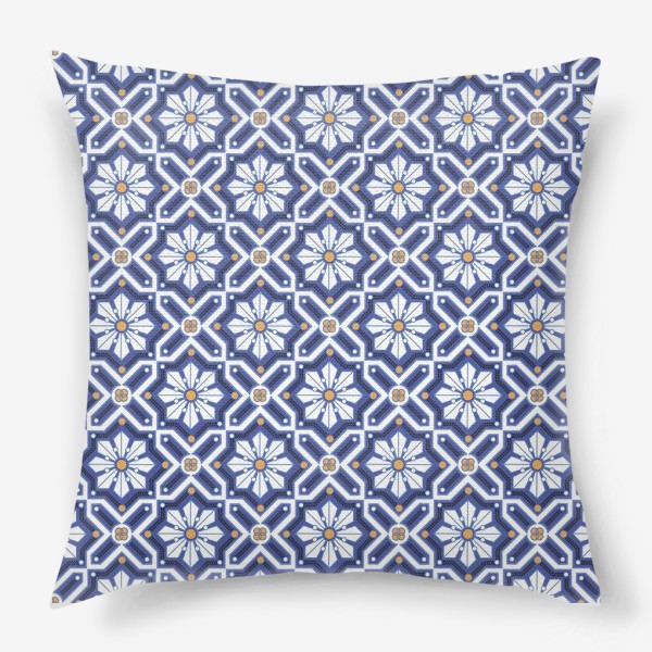 Подушка &laquo;синий геометрический орнамент&raquo;