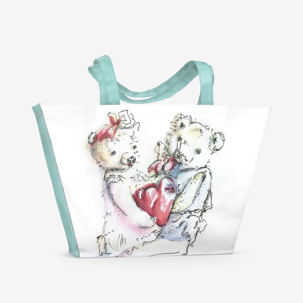 Пляжная сумка «Мишки_Валентинов день»