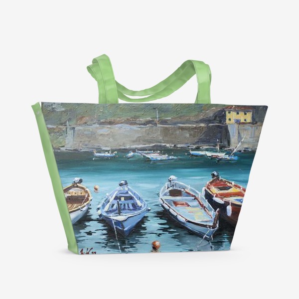 Пляжная сумка «Лодки в Чинкветерре»