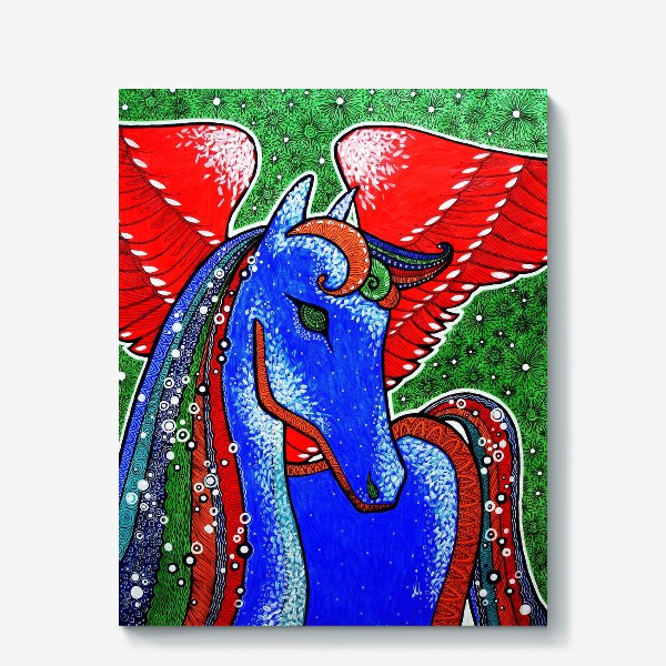 Холст «Синяя лошадь. Рисунок»