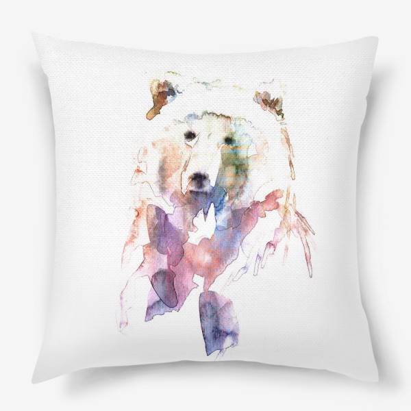 Подушка «Медведь. Акварельная серия животных.»