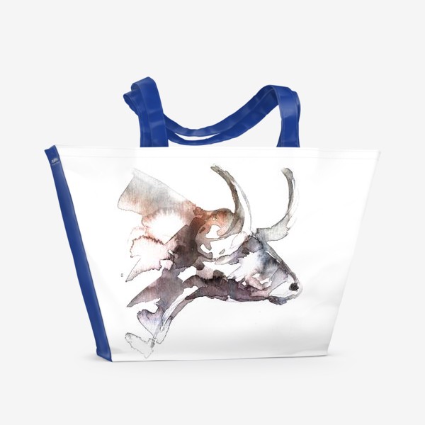 Пляжная сумка «Бык. Акварельная серия животных.»