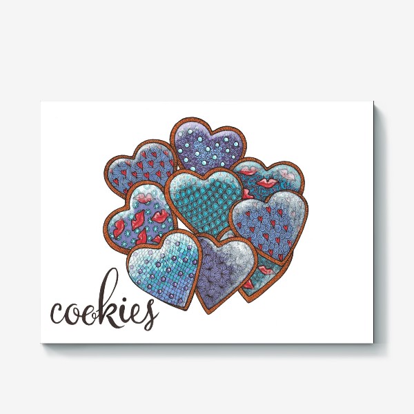 Холст «Печеньки сердечки / Heart cookies»