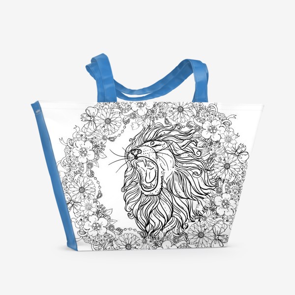Пляжная сумка «лев и цветы»