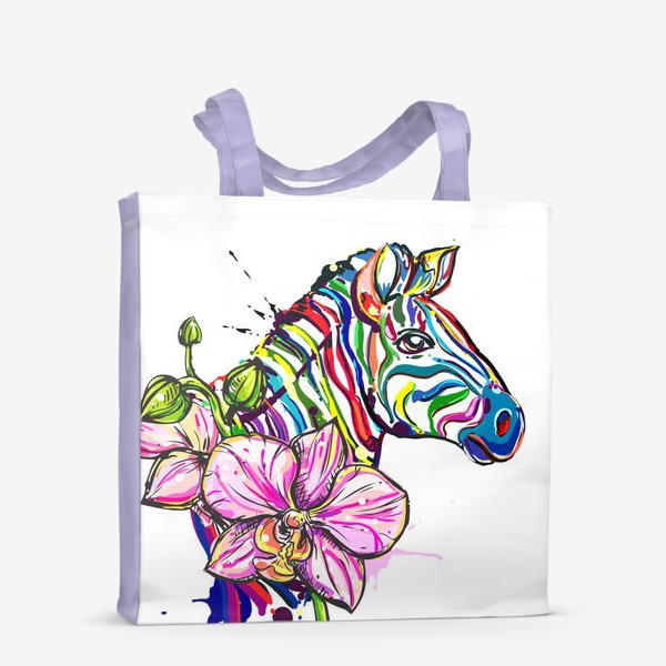 Сумка-шоппер «Разноцветная зебра и орхидея»