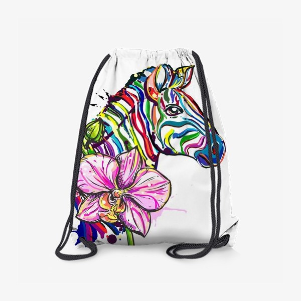 Рюкзак «Разноцветная зебра и орхидея»