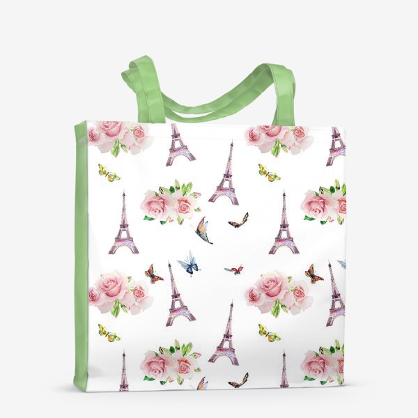 Сумка-шоппер «Узор с цветами и бабочками»