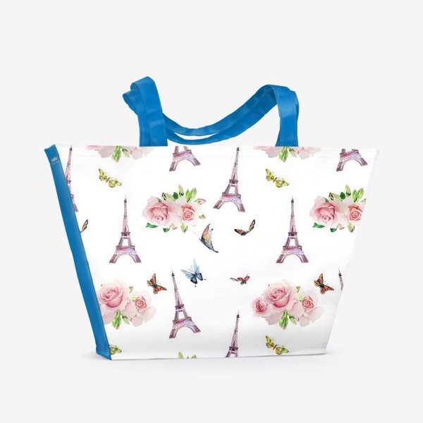 Пляжная сумка «Узор с цветами и бабочками»