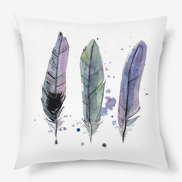 Подушка «Акварельные перья»