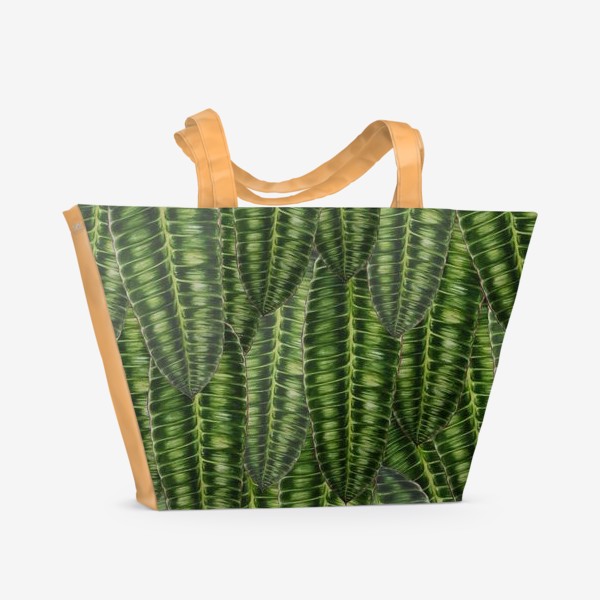 Пляжная сумка «Ботаника " Темно-зеленые листья"»