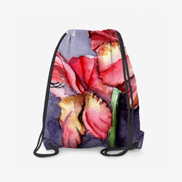 Рюкзак «Цветы. Гладиолус на сером фоне»