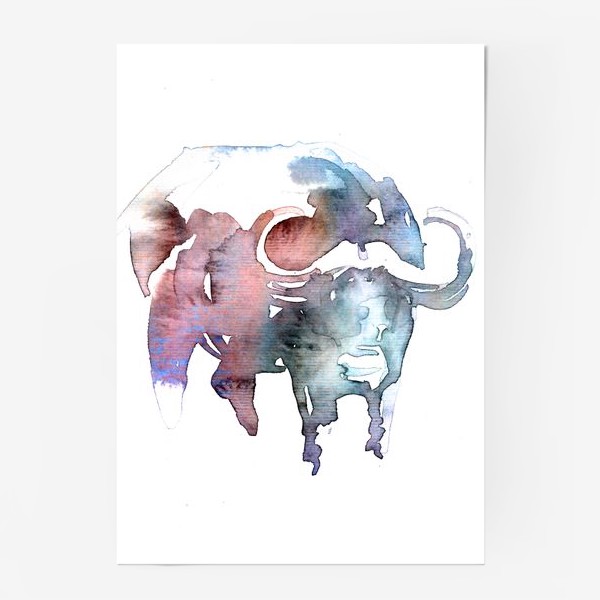 Постер «Африканский буйвол. Акварельная серия животных»