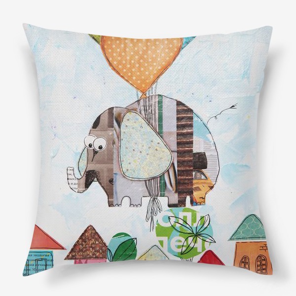 Подушка «Слон над городом»