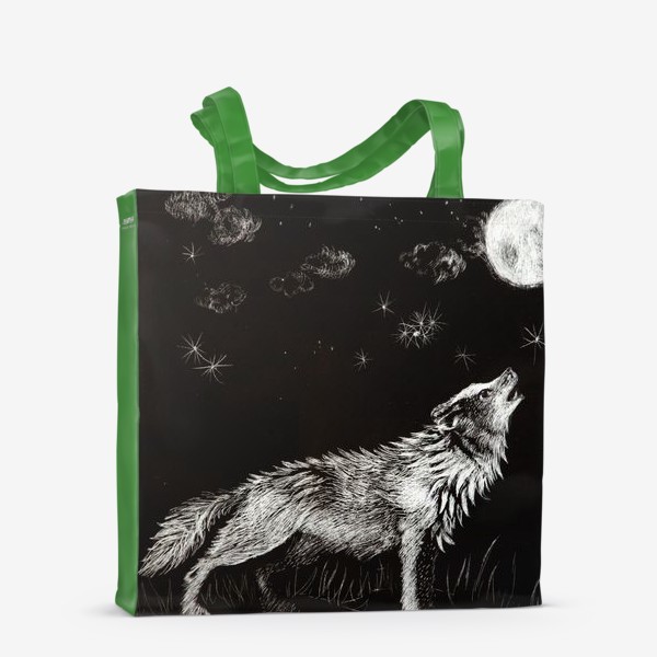 Сумка-шоппер «Волк, воющий на луну»