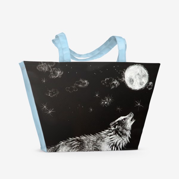 Пляжная сумка «Волк, воющий на луну»