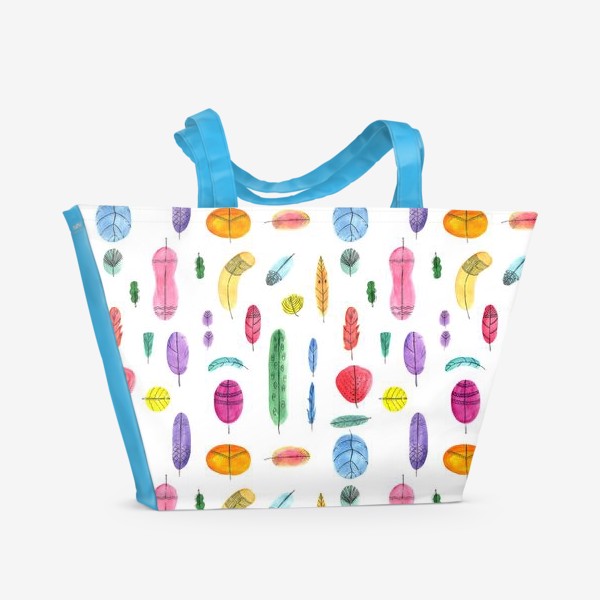 Пляжная сумка «Цветные перья паттерн»