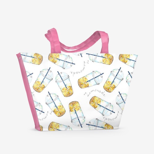 Пляжная сумка «Лимонадный паттерн леттеринг»