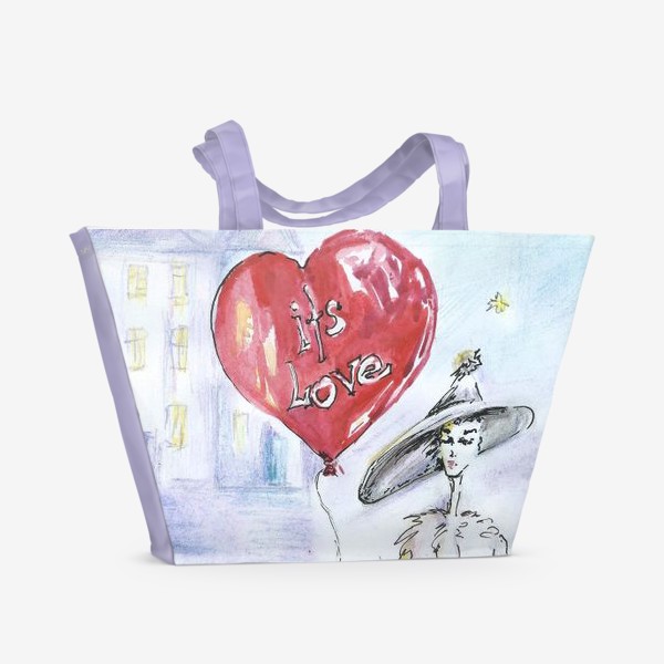 Пляжная сумка «Ведьмочка и День Св.Валентина»