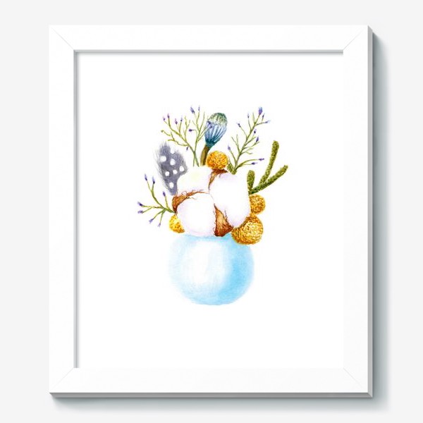 Картина «Хлопок,перышки, мимоза-весенний минибукет»