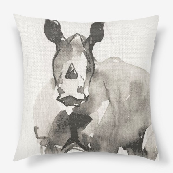 Подушка «Носорог. Акварельная серия животных»