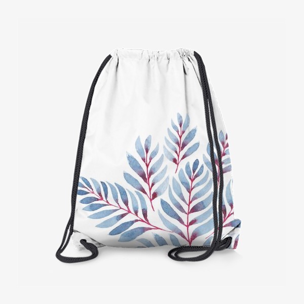 Рюкзак «Узор из розово-синих акварельных листьев»