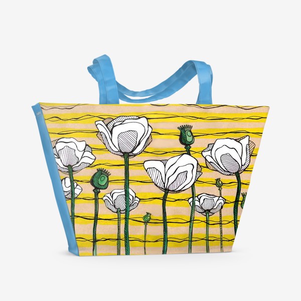 Пляжная сумка «Белые цветы»