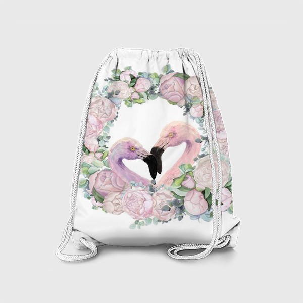 Рюкзак «Фламинго в пионах»