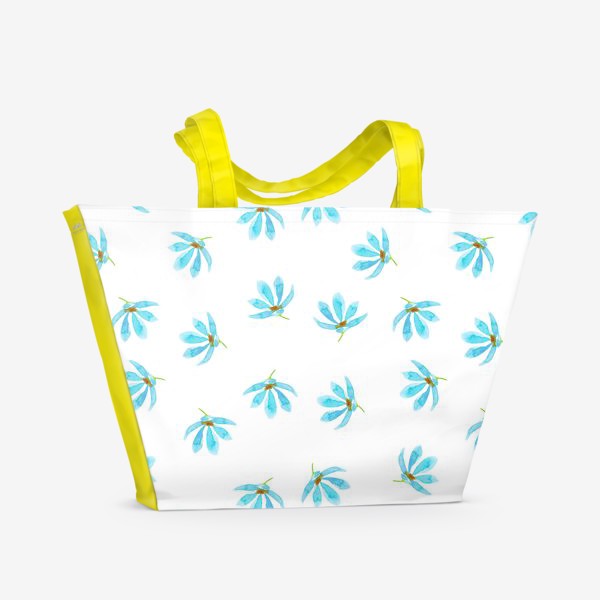 Пляжная сумка «Акварельные голубые цветы. Паттерн»