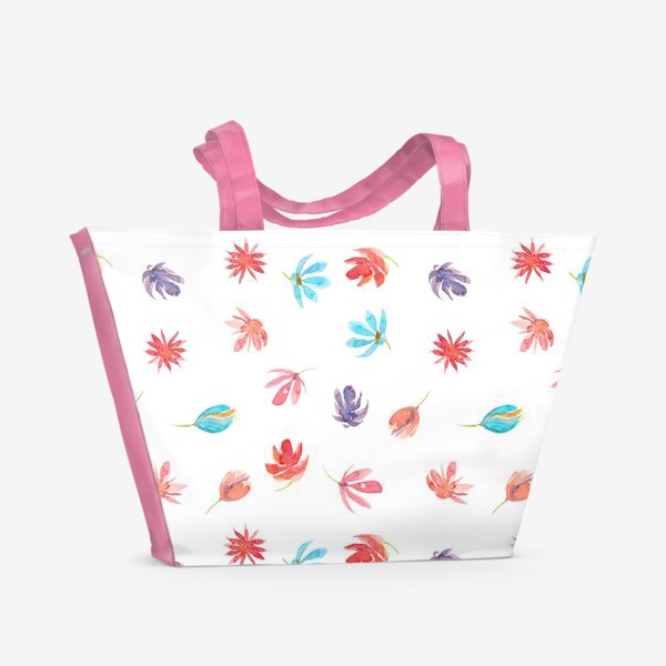 Пляжная сумка &laquo;Паттерн с акварельными цветами&raquo;