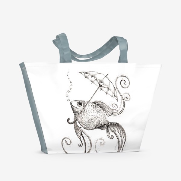 Пляжная сумка «Рыбка и зонтик. »
